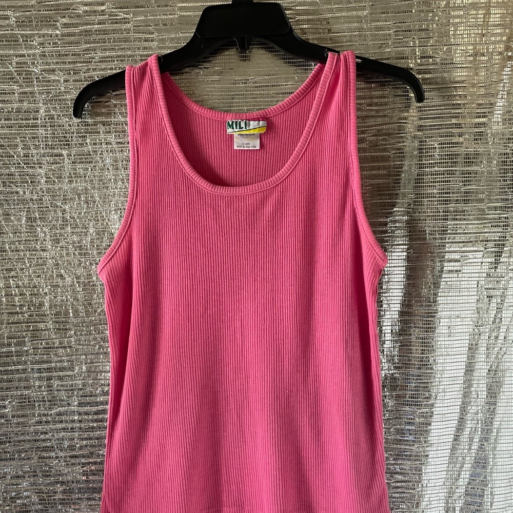 Pink Ribbed Tank Top